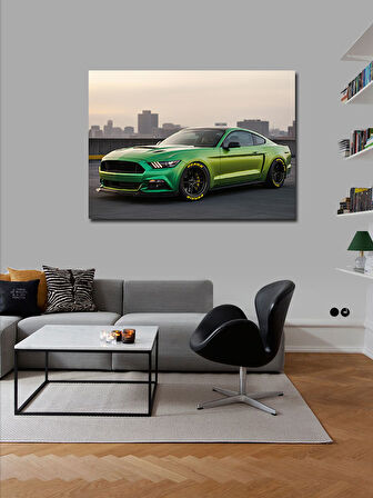 Kanvas Tablo Yeşil Mustang Spor Araba 50cmx70cm