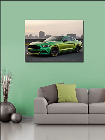 Kanvas Tablo Yeşil Mustang Spor Araba 50cmx70cm