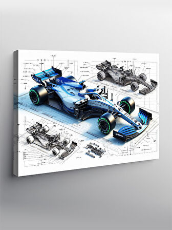 Kanvas Tablo Teknik Formula 1 Çizimi 50cmx70cm