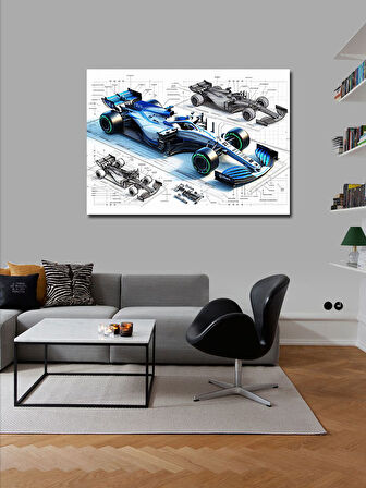 Kanvas Tablo Teknik Formula 1 Çizimi 50cmx70cm