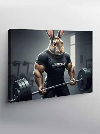 Kanvas Tablo Halter Kaldıran Tavşan Figürü 100cmx140cm
