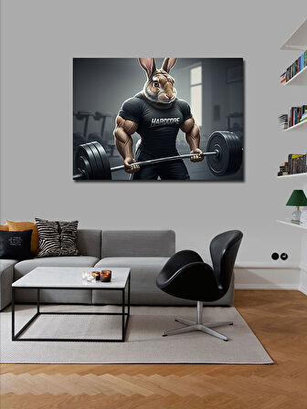 Kanvas Tablo Halter Kaldıran Tavşan Figürü 100cmx140cm