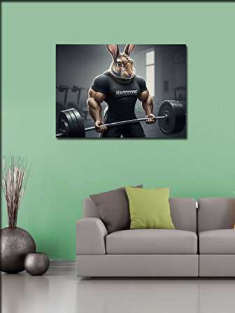 Kanvas Tablo Halter Kaldıran Tavşan Figürü 100cmx140cm