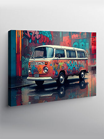 Kanvas Tablo Grafitili Volkswagen Minibüs 50cmx70cm