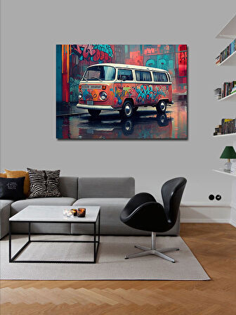 Kanvas Tablo Grafitili Volkswagen Minibüs 50cmx70cm