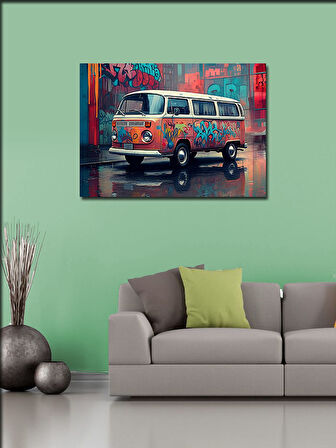 Kanvas Tablo Grafitili Volkswagen Minibüs 50cmx70cm