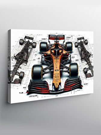 Kanvas Tablo Teknik Yarış Arabası Çizimi 50cmx70cm