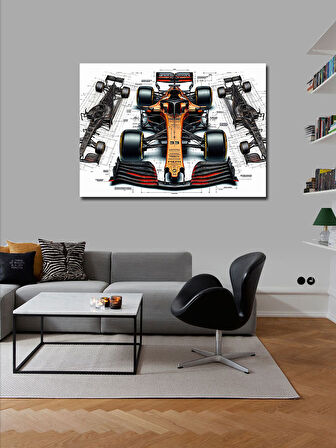 Kanvas Tablo Teknik Yarış Arabası Çizimi 50cmx70cm