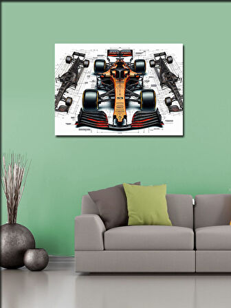 Kanvas Tablo Teknik Yarış Arabası Çizimi 50cmx70cm
