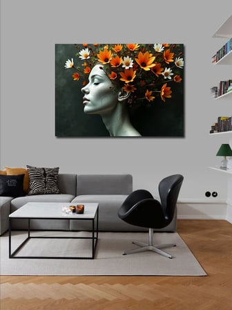 Kanvas Tablo Çiçekli Kadın Portresi 50cmx70cm