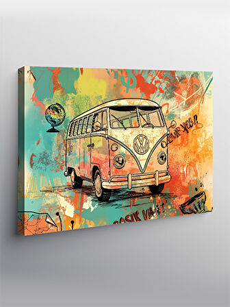 Kanvas Tablo Grafitili Minibüs Çizimi 50cmx70cm