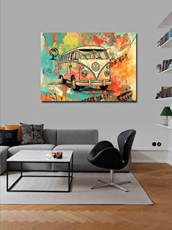 Kanvas Tablo Grafitili Minibüs Çizimi 50cmx70cm
