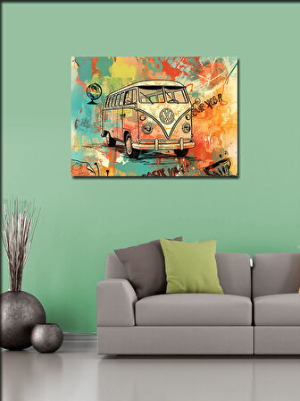 Kanvas Tablo Grafitili Minibüs Çizimi 50cmx70cm