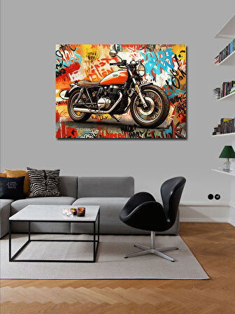 Kanvas Tablo Klasik Motosiklet İllüstrasyonu 50cmx70cm