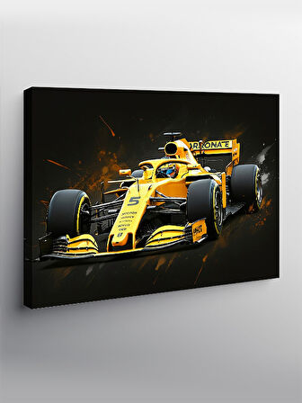 Kanvas Tablo Sarı Formula 1 Arabası 50cmx70cm