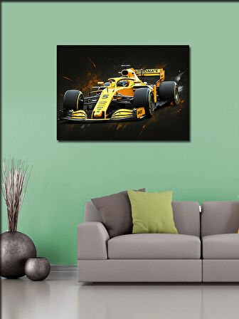 Kanvas Tablo Sarı Formula 1 Arabası 50cmx70cm