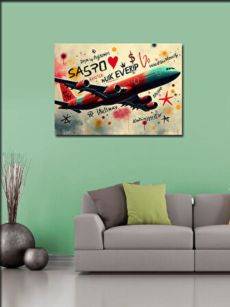 Kanvas Tablo Renkli Uçak Tasarımı 100cmx140cm