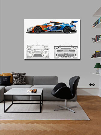 Kanvas Tablo Modern Yarış Arabası Tasarımı 50cmx70cm