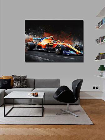 Kanvas Tablo Turuncu Yarış Arabası 50cmx70cm