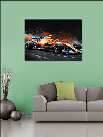 Kanvas Tablo Turuncu Yarış Arabası 50cmx70cm