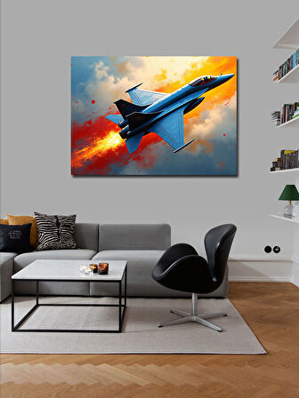 Kanvas Tablo Mavi Jet Uçağı 50cmx70cm