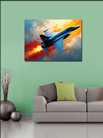 Kanvas Tablo Mavi Jet Uçağı 50cmx70cm
