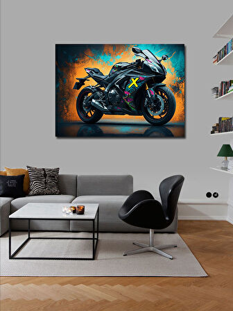 Kanvas Tablo Siyah Spor Motor 50cmx70cm
