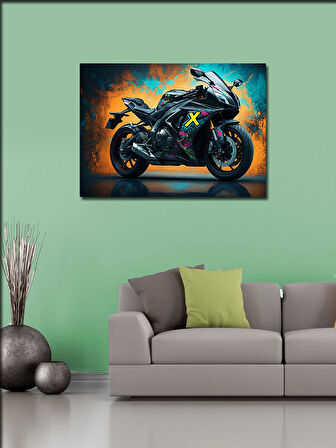 Kanvas Tablo Siyah Spor Motor 50cmx70cm
