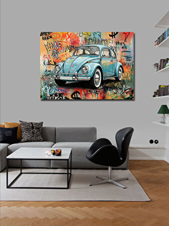 Kanvas Tablo Grafiti Klasik Araba 100cmx140cm
