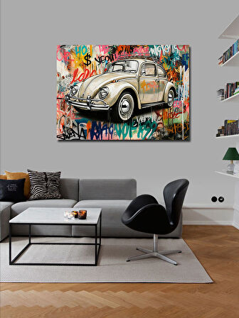 Kanvas Tablo Sokak Grafiti Arabası 50cmx70cm