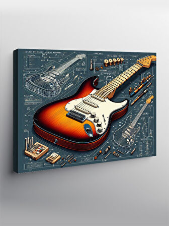 Kanvas Tablo Klasik Elektro Gitar 100cmx140cm