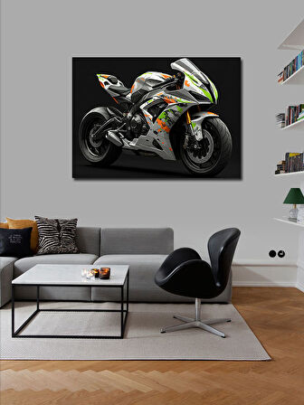 Kanvas Tablo Hızlı Yarış Motoru 100cmx140cm