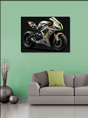 Kanvas Tablo Hızlı Yarış Motoru 100cmx140cm