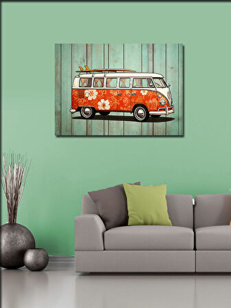 Kanvas Tablo Çiçek Desenli Karavan 50cmx70cm