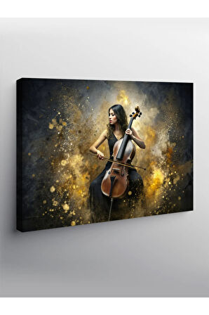 Kanvas Tablo Çello Çalan Kadın