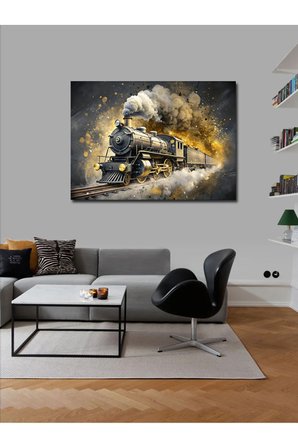 Kanvas Tablo Lokomotif Buharlı Tren