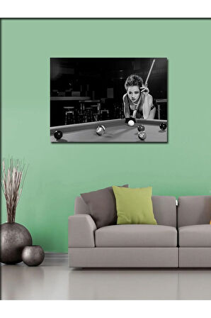 Kanvas Tablo Bilardo Oynayan Kadın