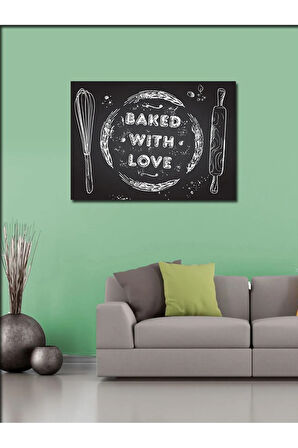 Kanvas Tablo Aşkla Pişir Mutfak Temalı