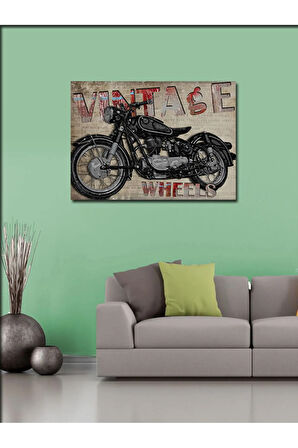 Kanvas Tablo Chopper Motosiklet Ve Ayıcık