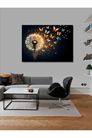 Kanvas Tablo Karahindiba Ve Kelebekler