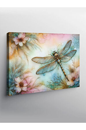 Kanvas Tablo Yusufçuk Ve Çiçekler