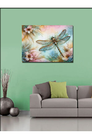 Kanvas Tablo Yusufçuk Ve Çiçekler