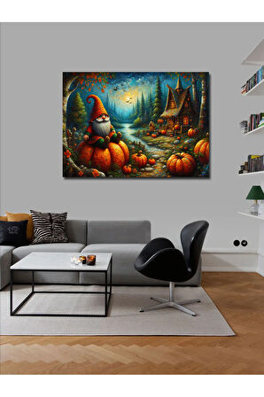 Kanvas Tablo Balkabağı Ve Cadı Evi