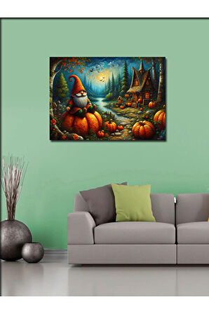 Kanvas Tablo Balkabağı Ve Cadı Evi