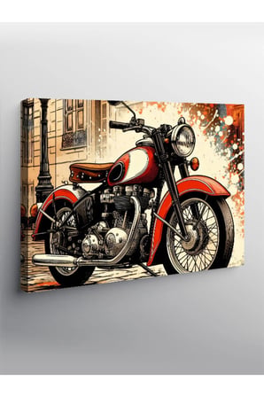 Kanvas Tablo Retro Klasik Motosiklet
