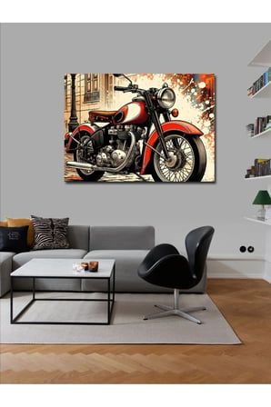 Kanvas Tablo Retro Klasik Motosiklet