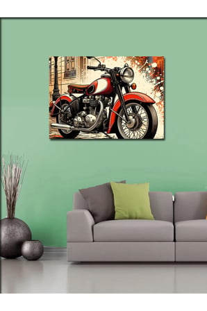 Kanvas Tablo Retro Klasik Motosiklet