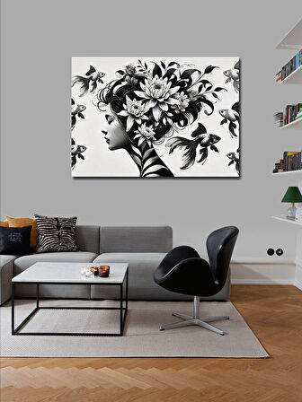 Kanvas Tablo Çiçek Saçlı Kadın