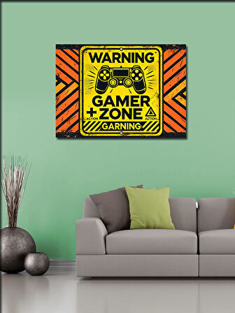 Kanvas Tablo Gamer Zone Uyarısı