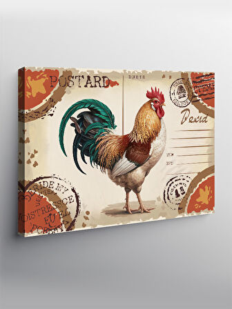 Kanvas Tablo Horoz Posta Kartı